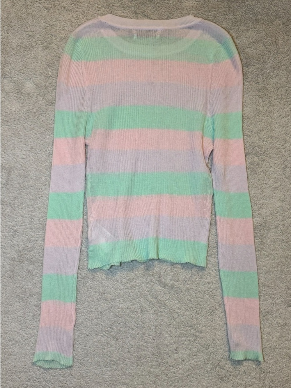 Urban Outfitters Mint and White Sheer Knit Top - Picture 5 of 6